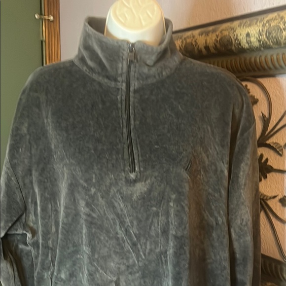 Nautica Velour Grey Quarter -Zip Pullover Sz M Mens - Picture 2 of 10